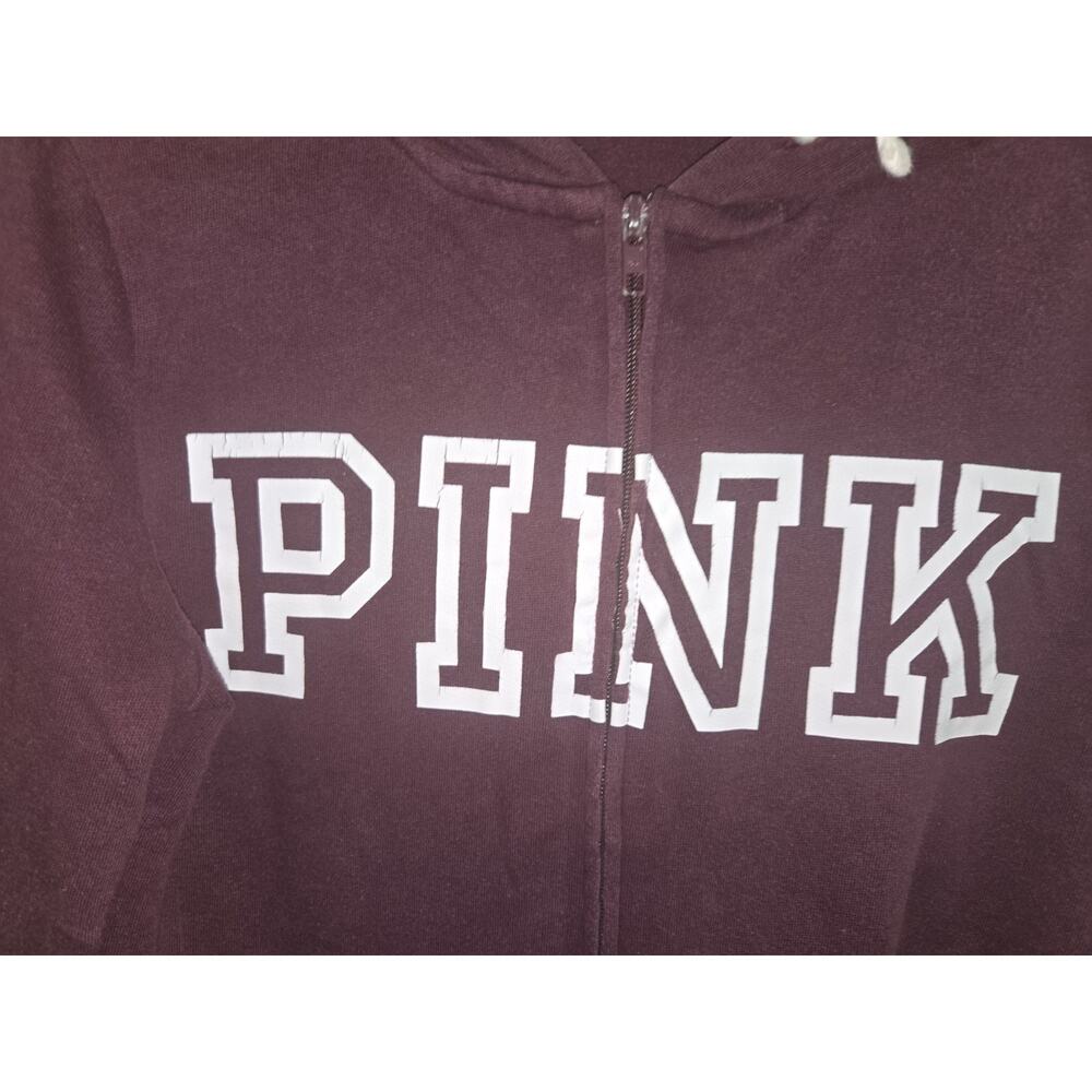 Victoria's Secret Pink Maroon zip-up Hoodie, Size XS - Picture 3 of 6